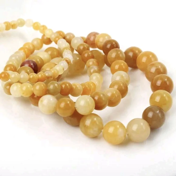 4 Jade Chakra Stone Bracelets Yellow Gold Boho Bracelet Set Gift for Mom - Picture 6 of 8